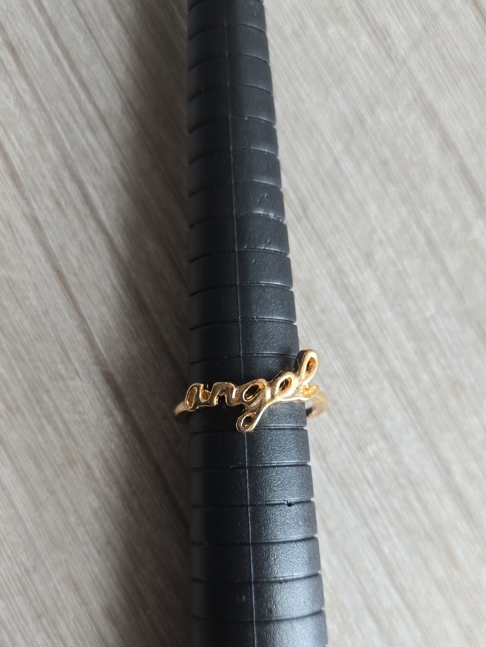 Gold 'Angel' Script Name Ring for Women